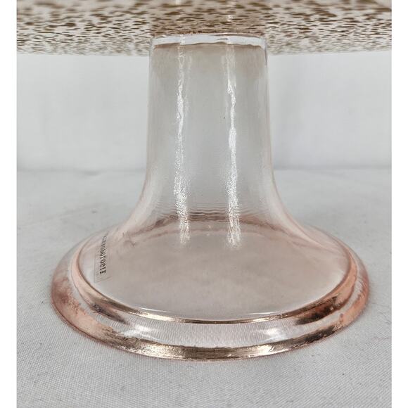 ANTHROPOLOGIE 13" ROSE CLEAR GLASS WITH GOLD DROPLETS CAKE STAND - Picture 4 of 9